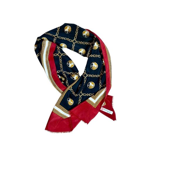 Foulards Pierre Baccara Vintage Equestrian 100% Silk Lyon Rectangular Scarf - Picture 4 of 10